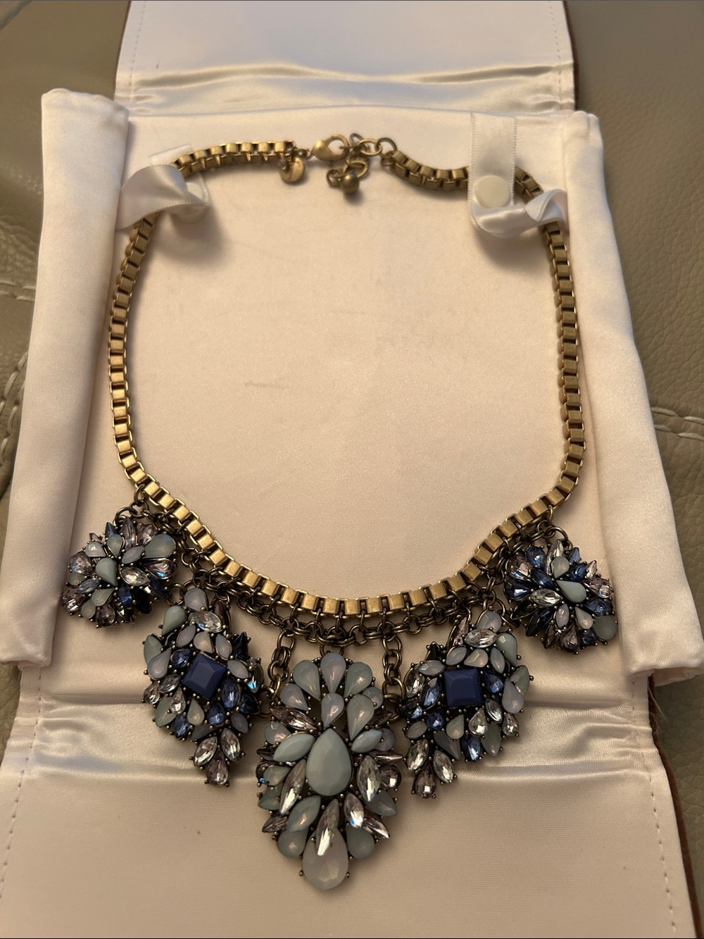 Talbots Gold-Tone Necklace with Blue and Opal Stones